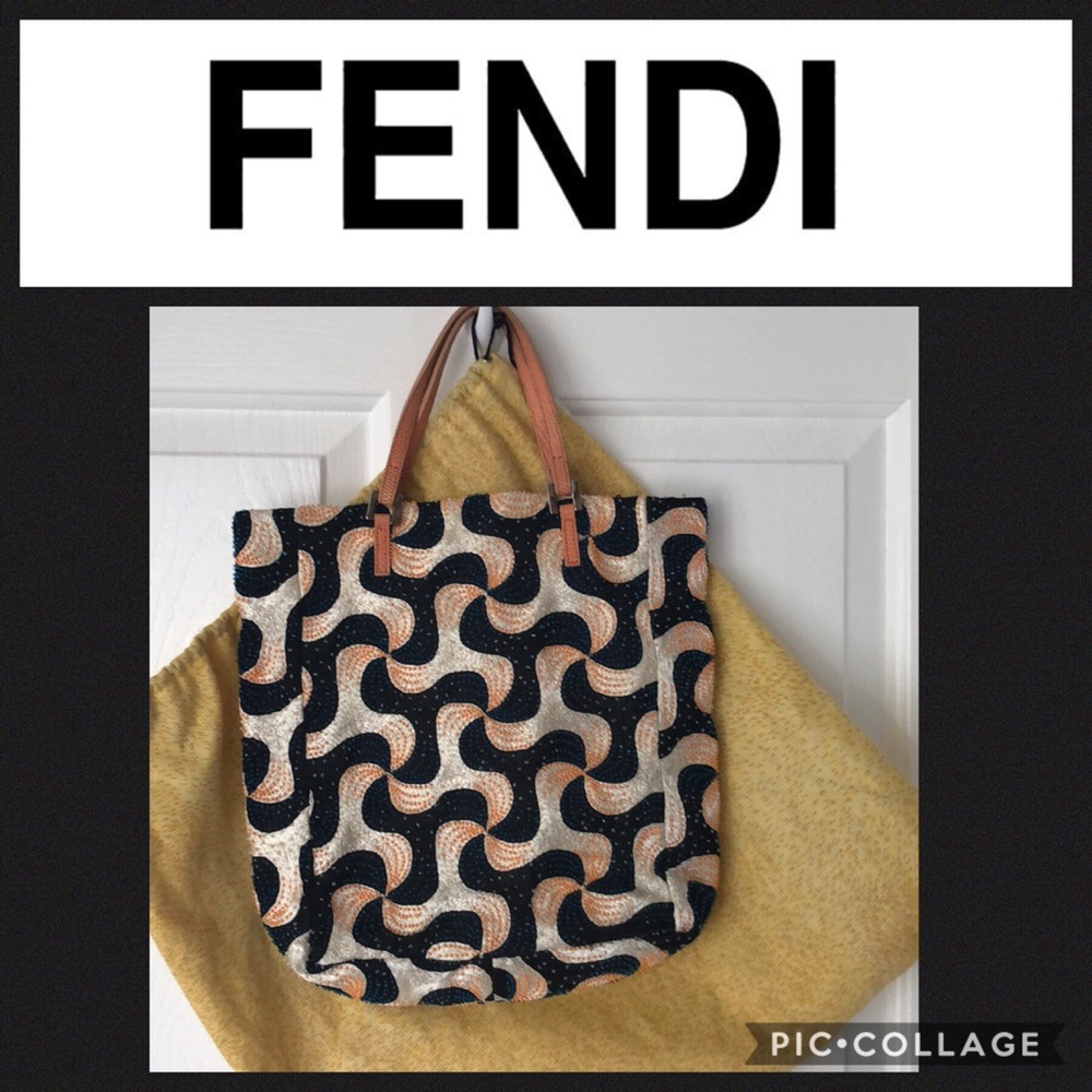 Fendi Embossed Leather Tote